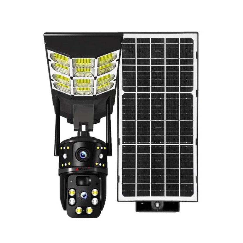 Camera-light set with separate solar panel