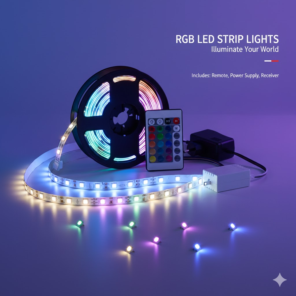 RGB strip kit with remote and adapter