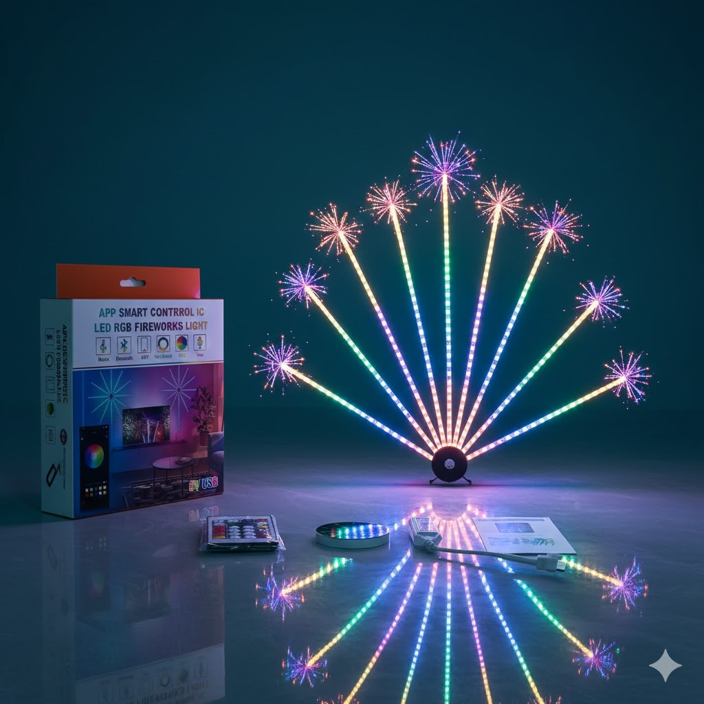 Illuminated fireworks-style LED kit