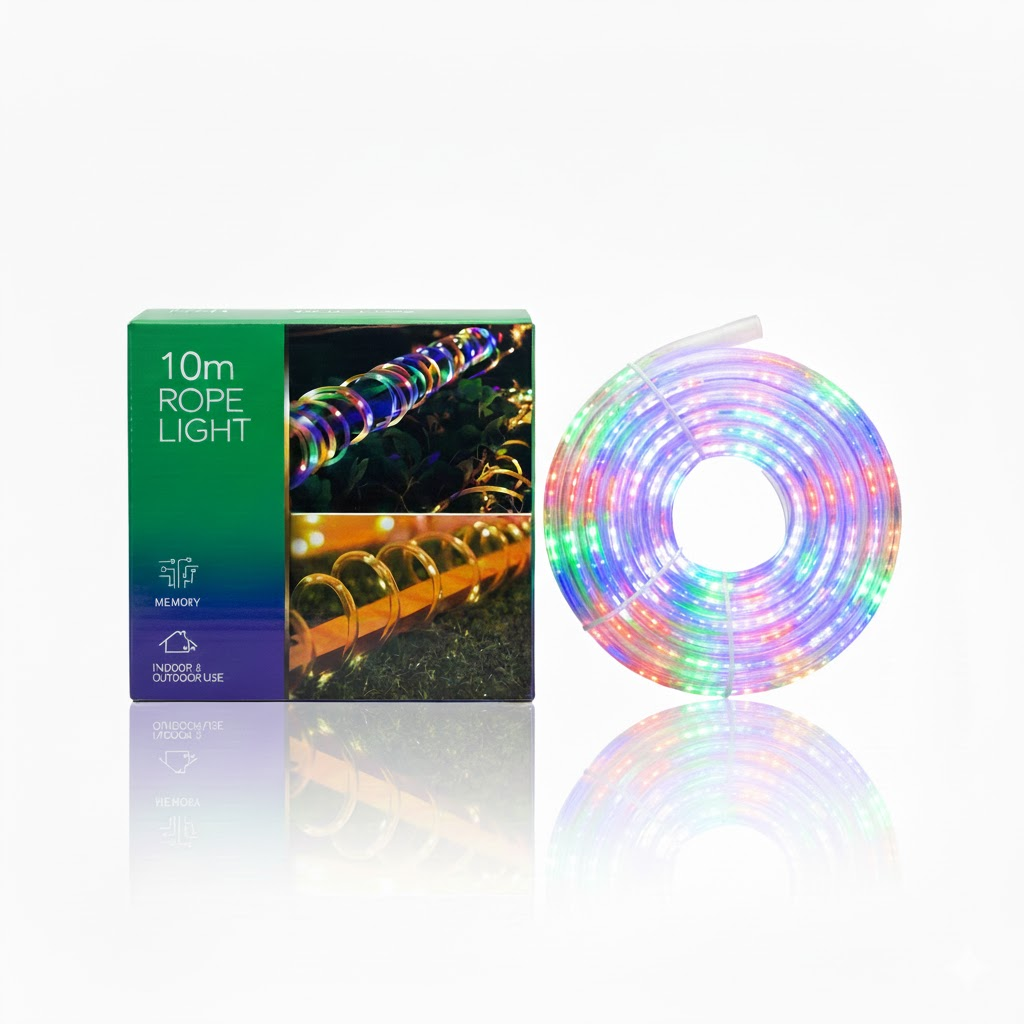 Rope-light reel and retail box