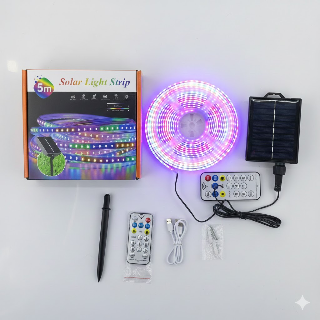Solar-powered strip-light set