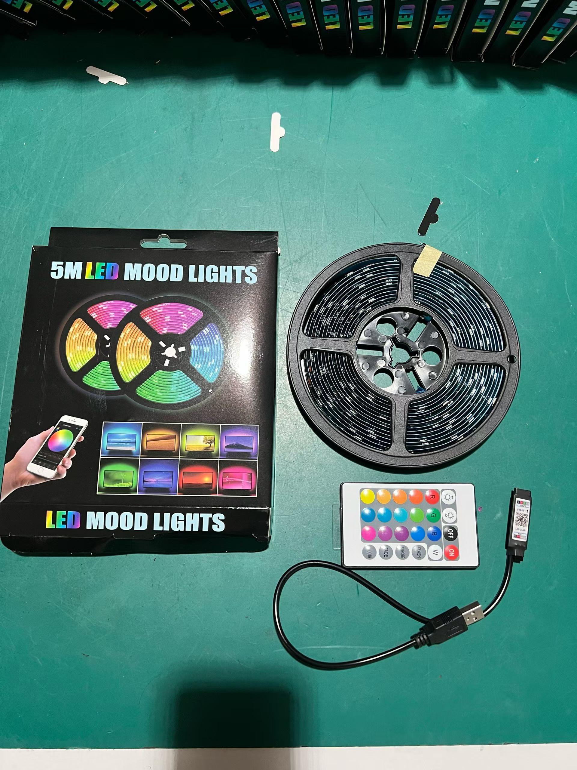 RGB mood strip kit on work surface