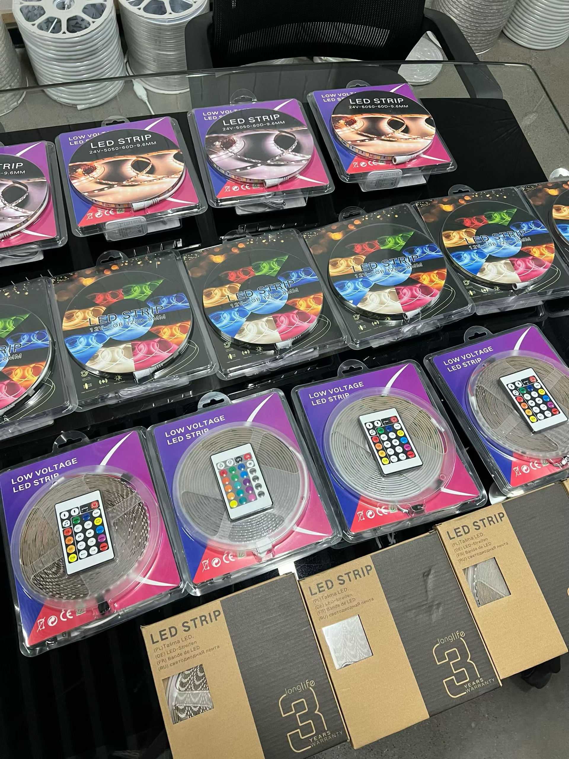 Assorted packaged low-voltage LED strips