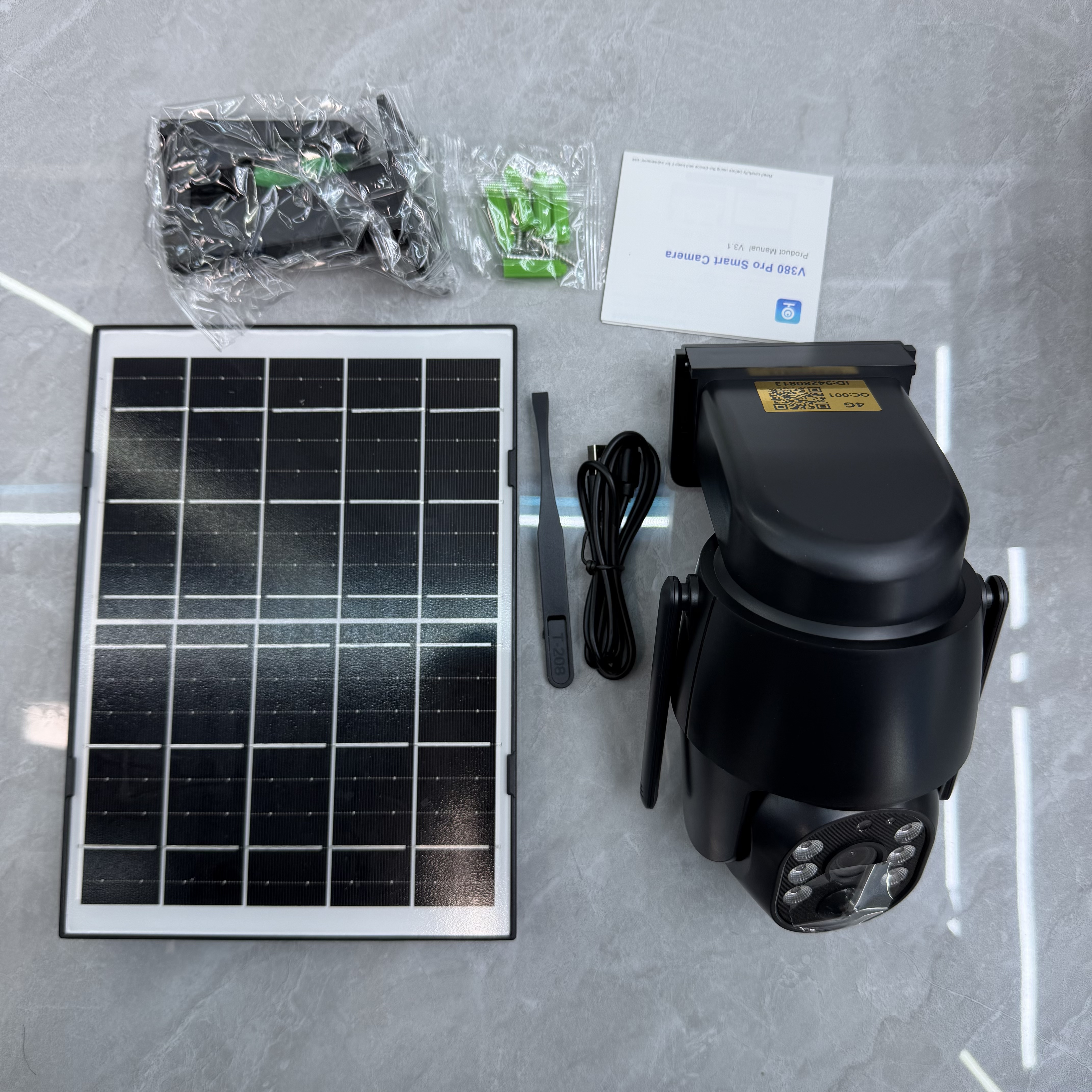 Solar camera rear view with manual