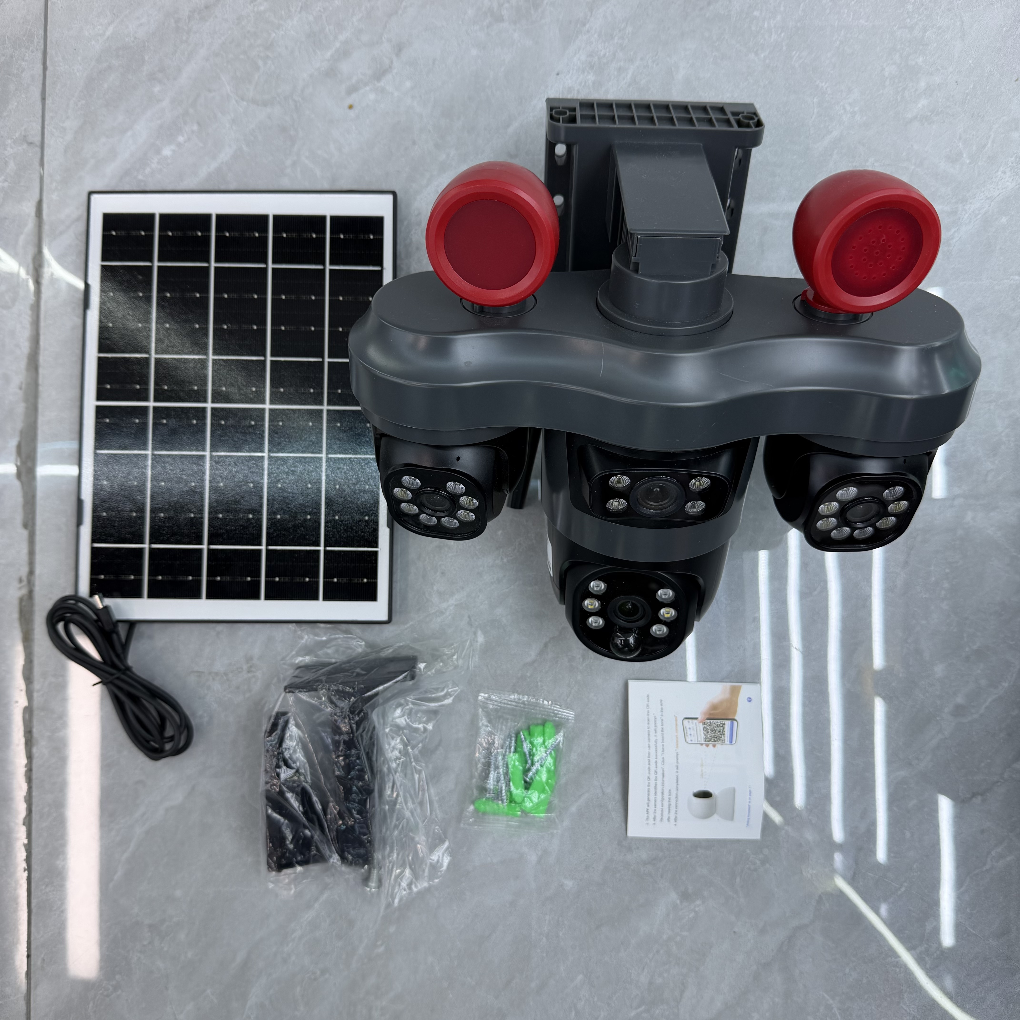 Solar camera with twin round horn housings